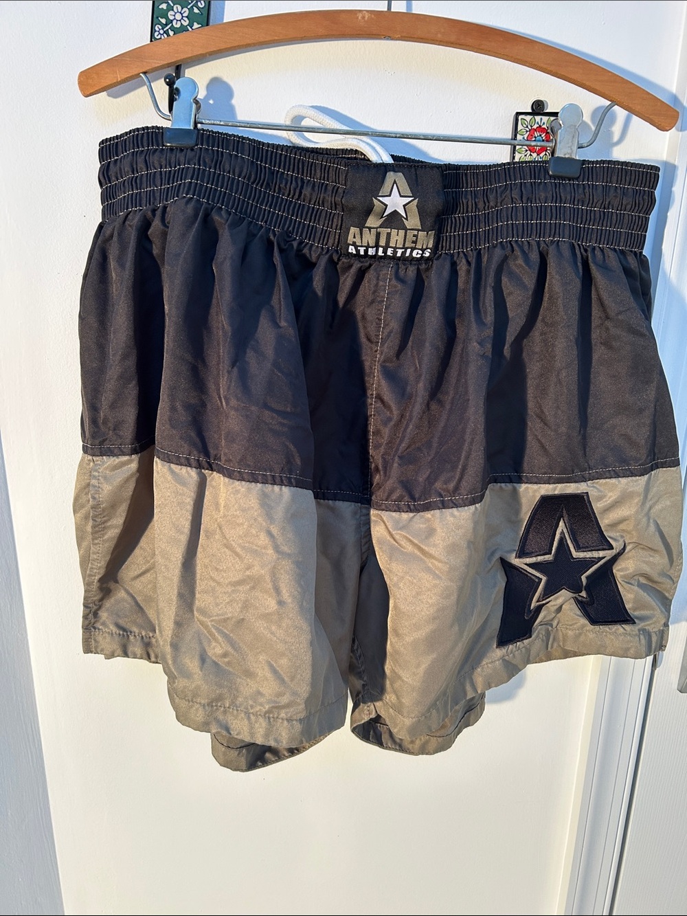 Anthem Athletics Two-Tone Athletic Shorts in Black & Tan